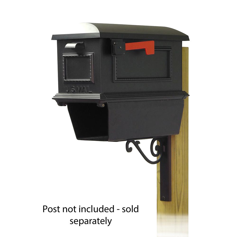 Traditional Curbside Mailbox with Newspaper tube and Baldwin front single mailbox mounting bracket. Picture 1