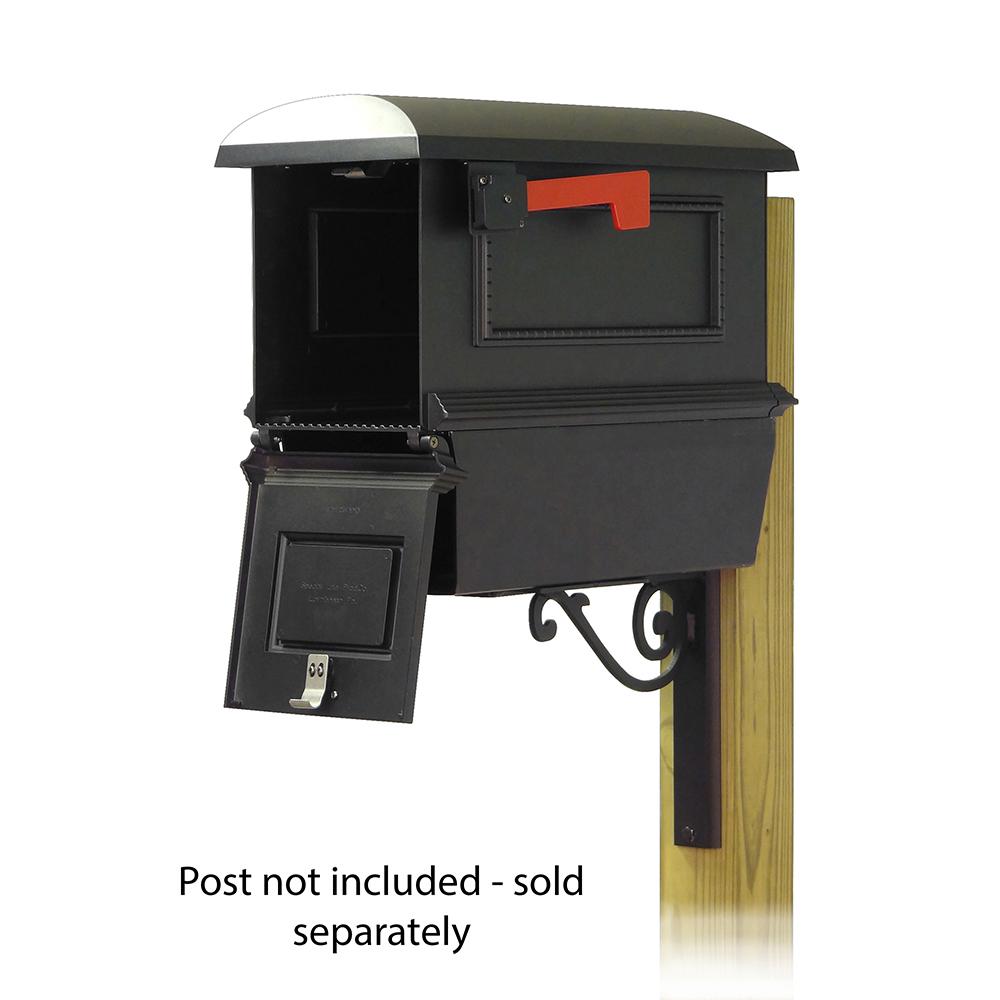Traditional Curbside Mailbox with Newspaper tube and Baldwin front single mailbox mounting bracket. Picture 2