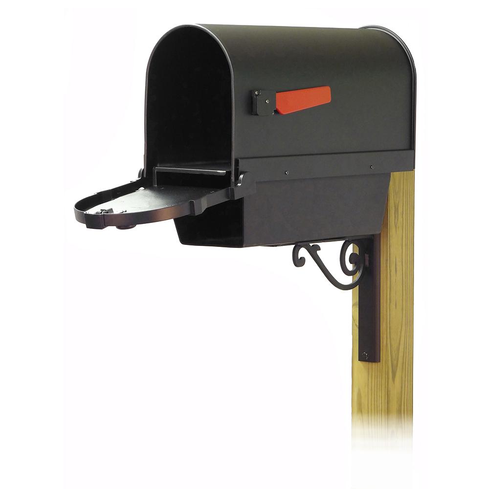 Savannah Curbside Mailbox with Newspaper tube and Baldwin front single mailbox mounting bracket. Picture 2