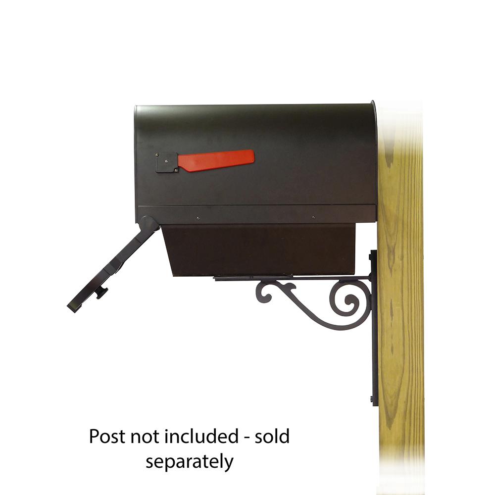 Savannah Curbside Mailbox with Newspaper tube and Baldwin front single mailbox mounting bracket. Picture 4