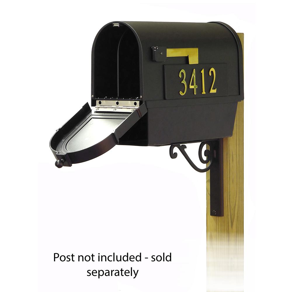 Berkshire Curbside Mailbox with Front and Side Address Numbers, Newspaper tube and Baldwin front single mailbox mounting bracket. Picture 2