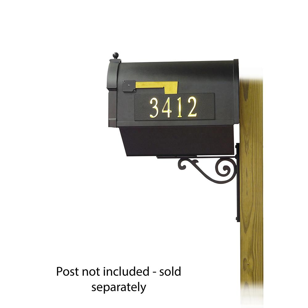Berkshire Curbside Mailbox with Front and Side Address Numbers, Newspaper tube and Baldwin front single mailbox mounting bracket. Picture 3