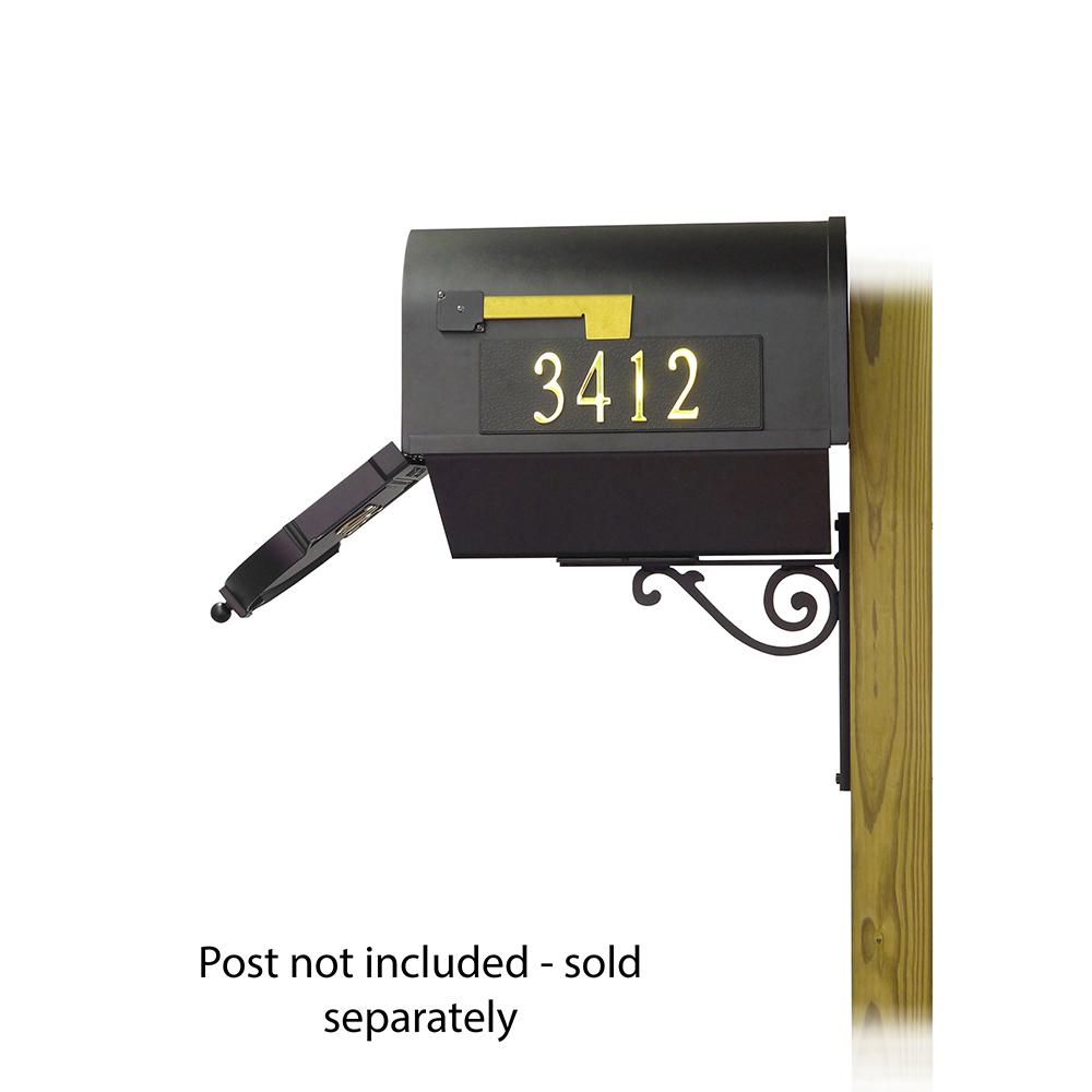 Berkshire Curbside Mailbox with Front and Side Address Numbers, Newspaper tube and Baldwin front single mailbox mounting bracket. Picture 4