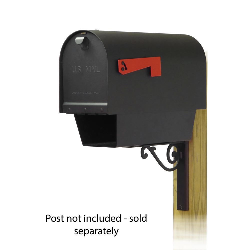 Titan Aluminum Curbside Mailbox with Newspaper tube and Baldwin front single mailbox mounting bracket. Picture 1