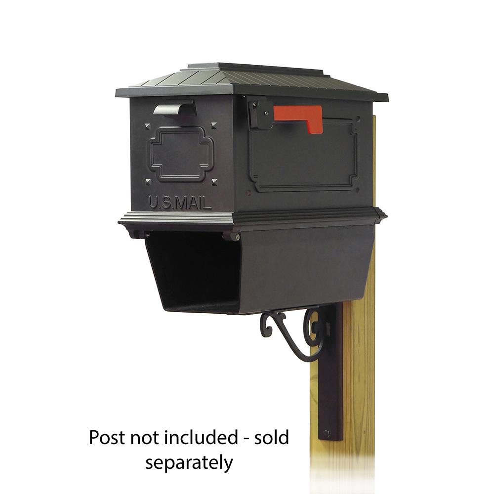Kingston Curbside Mailbox with Newspaper tube and Baldwin front single mailbox mounting bracket. Picture 1