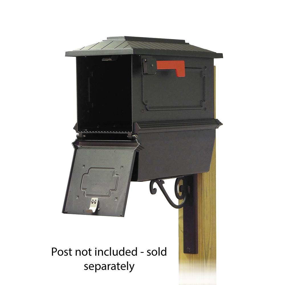 Kingston Curbside Mailbox with Newspaper tube and Baldwin front single mailbox mounting bracket. Picture 2