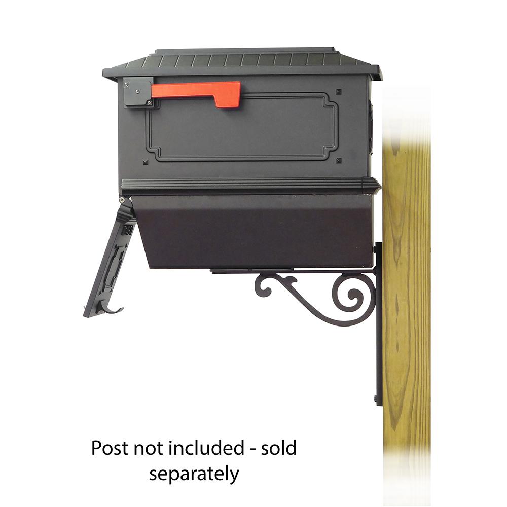 Kingston Curbside Mailbox with Newspaper tube and Baldwin front single mailbox mounting bracket. Picture 4