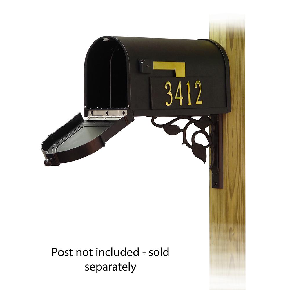 Berkshire Curbside Mailbox with Front and Side Address Numbers and Floral front single mailbox mounting bracket. Picture 2