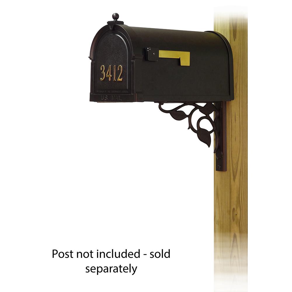 Berkshire Curbside Mailbox with  Front Address Numbers and Floral front single mailbox mounting bracket. Picture 1