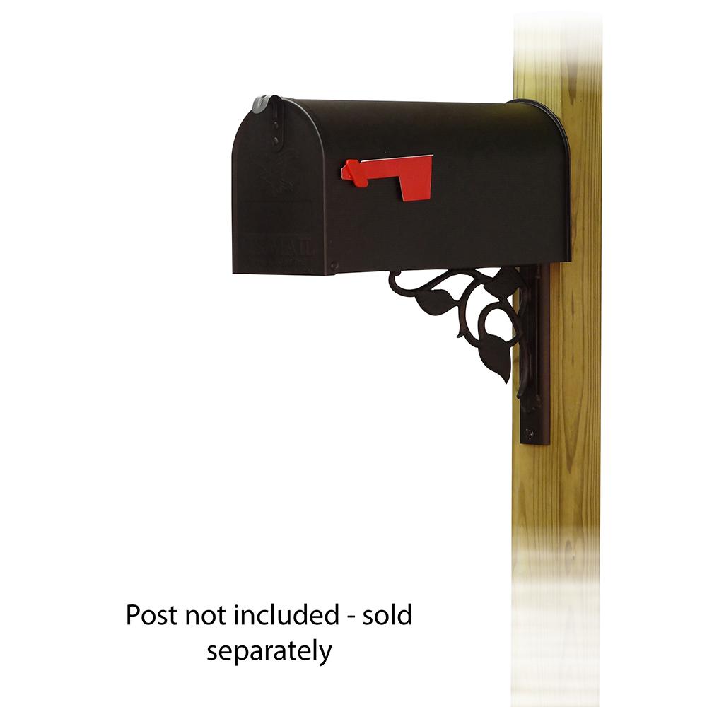Standard Steel Curbside Mailbox with Floral front single mailbox mounting bracket. Picture 1