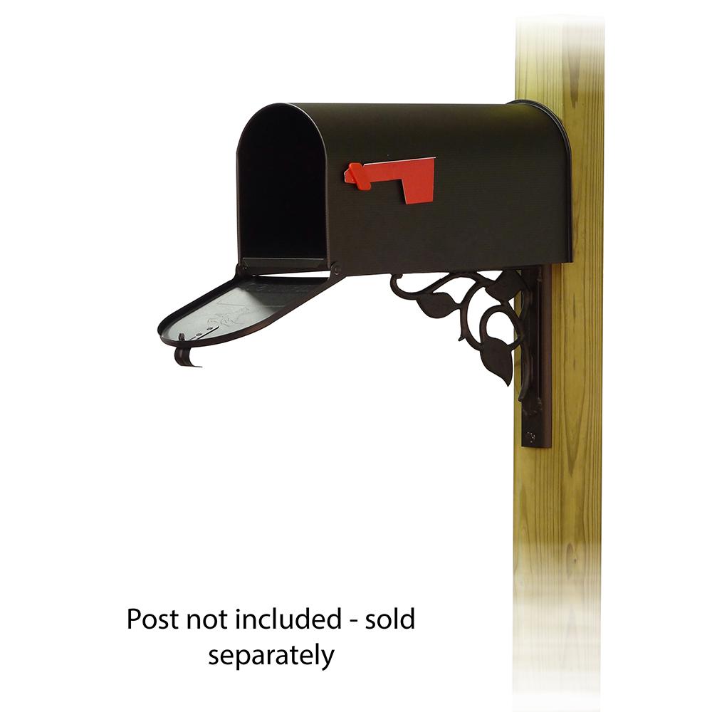 Standard Steel Curbside Mailbox with Floral front single mailbox mounting bracket. Picture 2