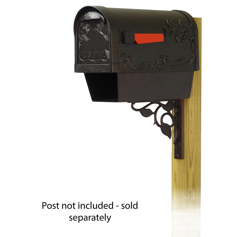 Hummingbird Curbside Mailbox with Newspaper tube and Floral front single mailbox mounting bracket. Picture 1