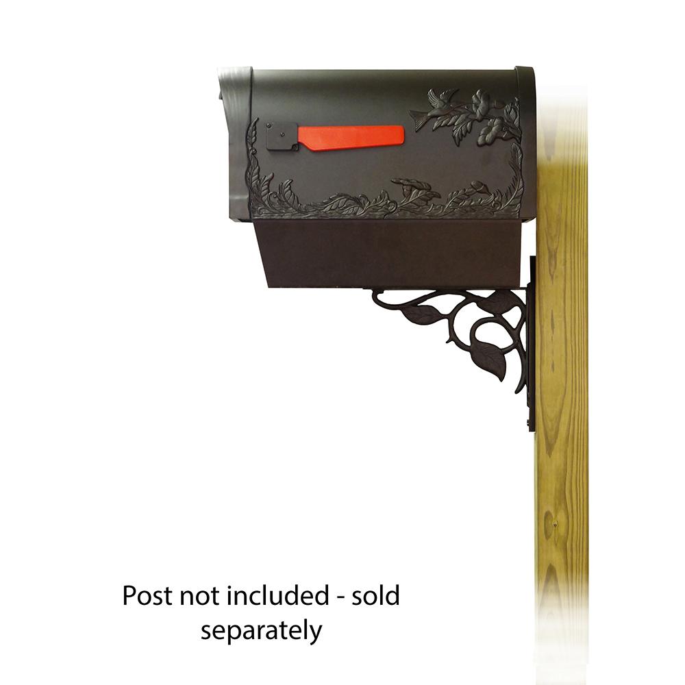 Hummingbird Curbside Mailbox with Newspaper tube and Floral front single mailbox mounting bracket. Picture 4