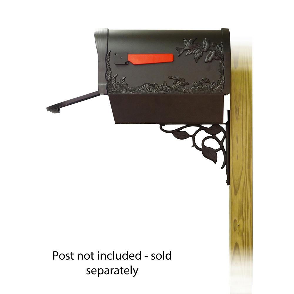 Hummingbird Curbside Mailbox with Newspaper tube and Floral front single mailbox mounting bracket. Picture 5