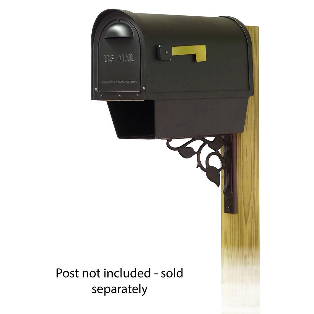 Classic Curbside Mailbox with Newspaper tube and Floral front single mailbox mounting bracket. Picture 1