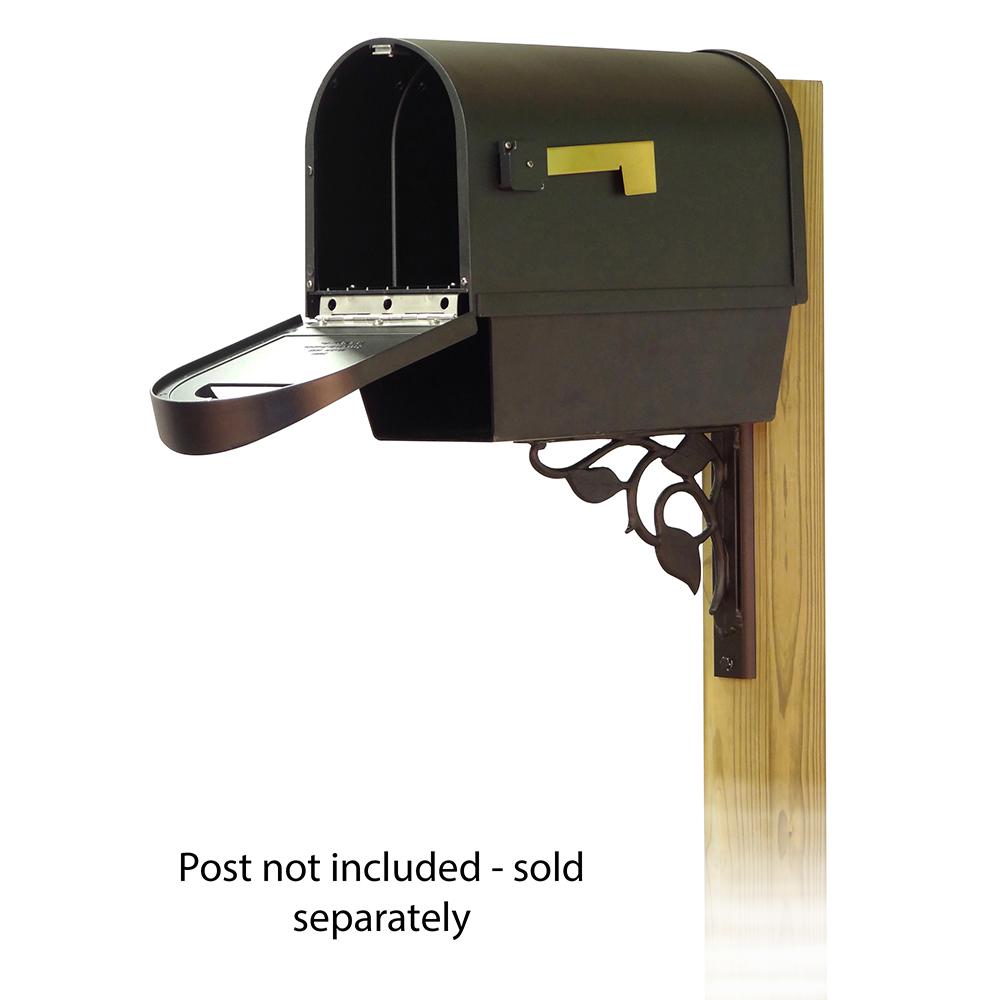 Classic Curbside Mailbox with Newspaper tube and Floral front single mailbox mounting bracket. Picture 2