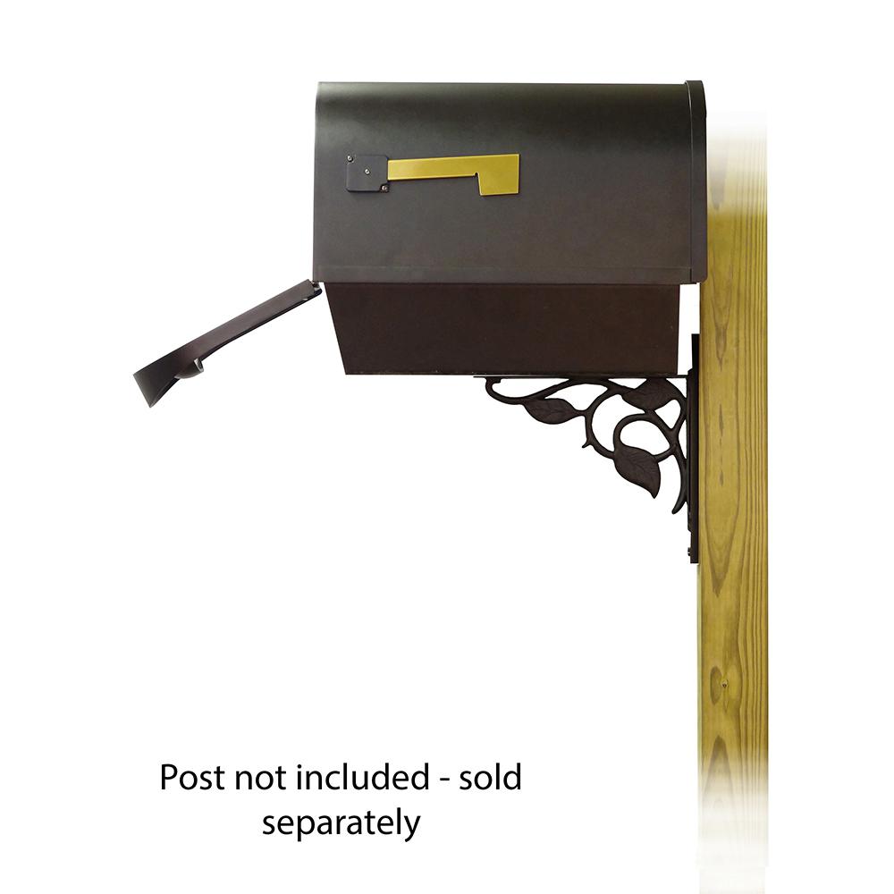 Classic Curbside Mailbox with Newspaper tube and Floral front single mailbox mounting bracket. Picture 4