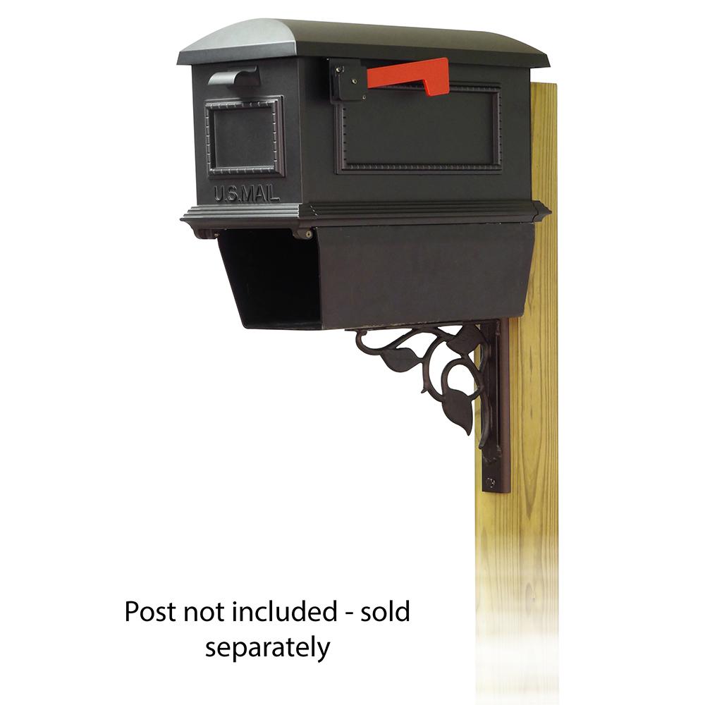 Traditional Curbside Mailbox with Newspaper tube and Floral front single mailbox mounting bracket. Picture 1