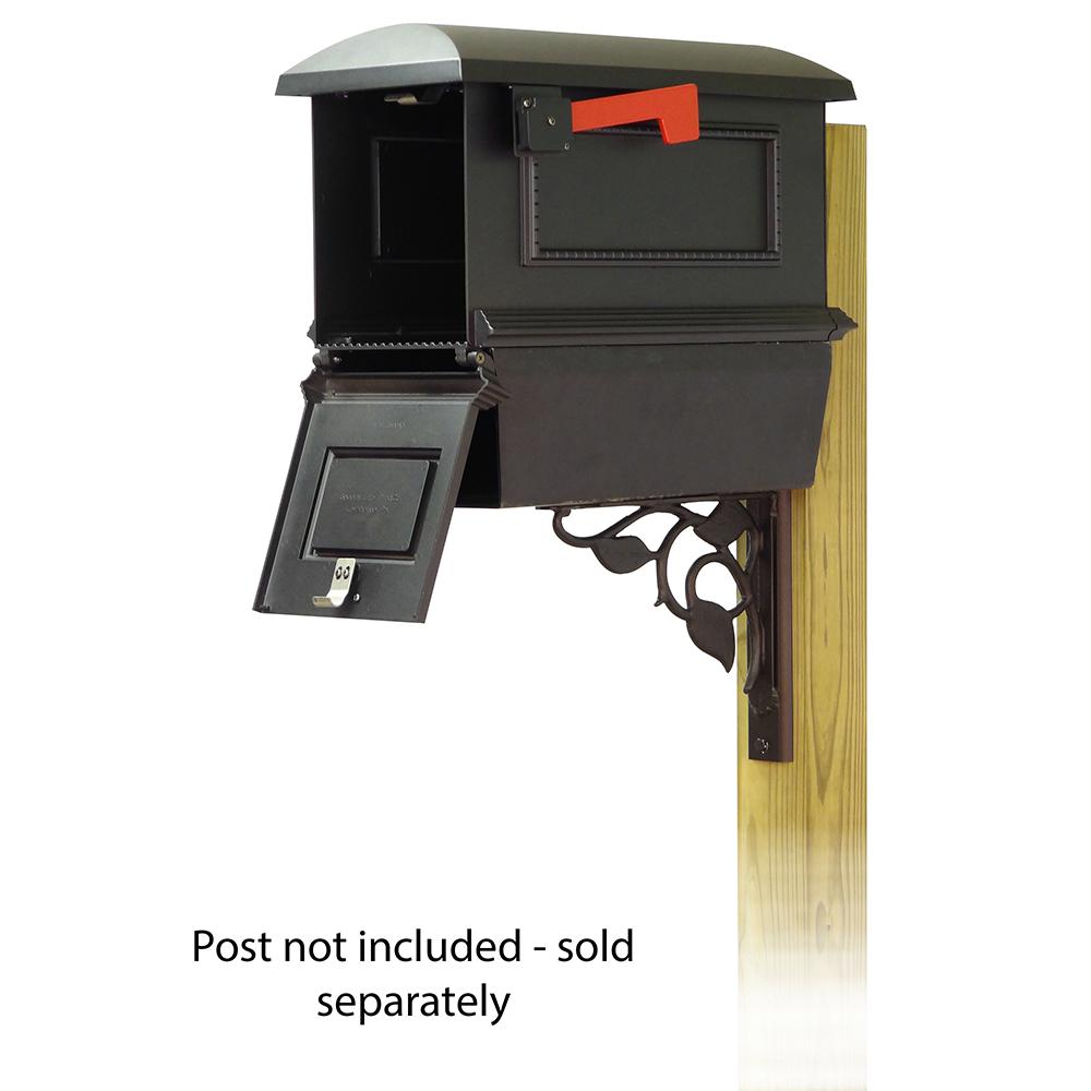 Traditional Curbside Mailbox with Newspaper tube and Floral front single mailbox mounting bracket. Picture 2