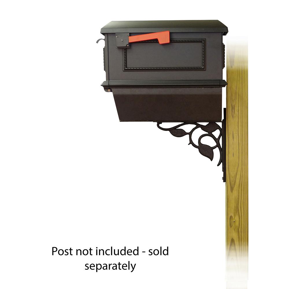 Traditional Curbside Mailbox with Newspaper tube and Floral front single mailbox mounting bracket. Picture 3