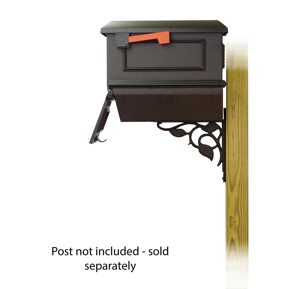 Traditional Curbside Mailbox with Newspaper tube and Floral front single mailbox mounting bracket. Picture 4