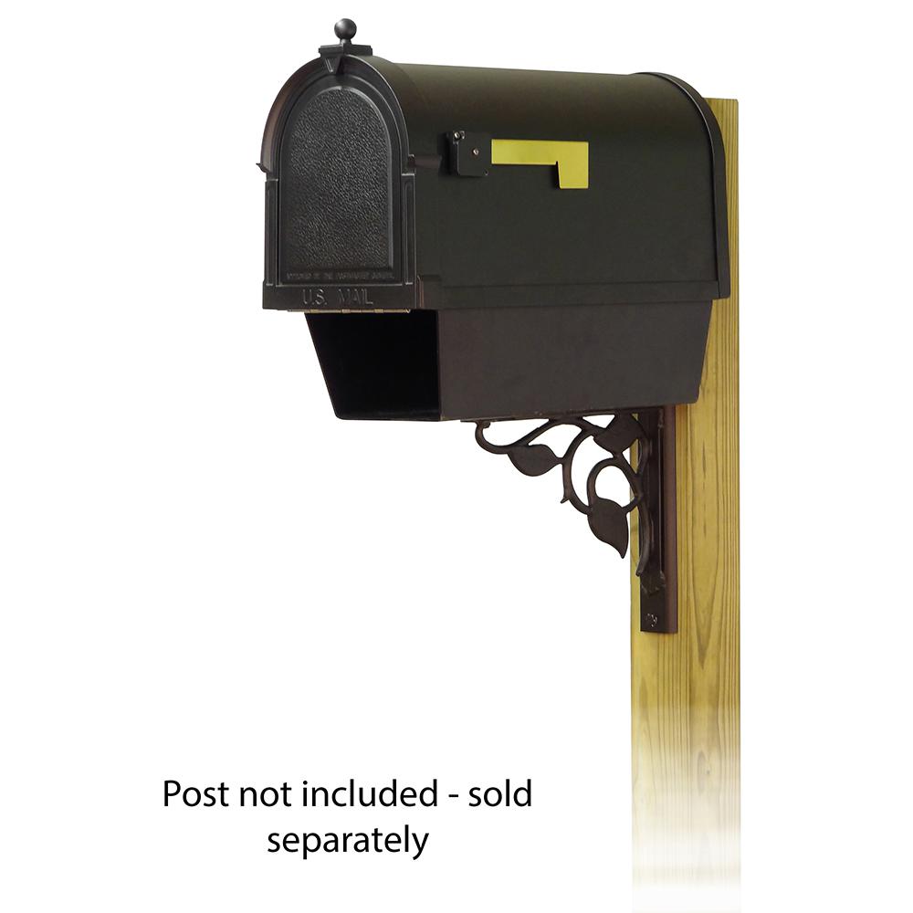 Berkshire Curbside Mailbox with Newspaper tube and Floral front single mailbox mounting bracket. Picture 1