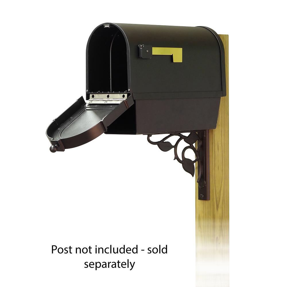 Berkshire Curbside Mailbox with Newspaper tube and Floral front single mailbox mounting bracket. Picture 2