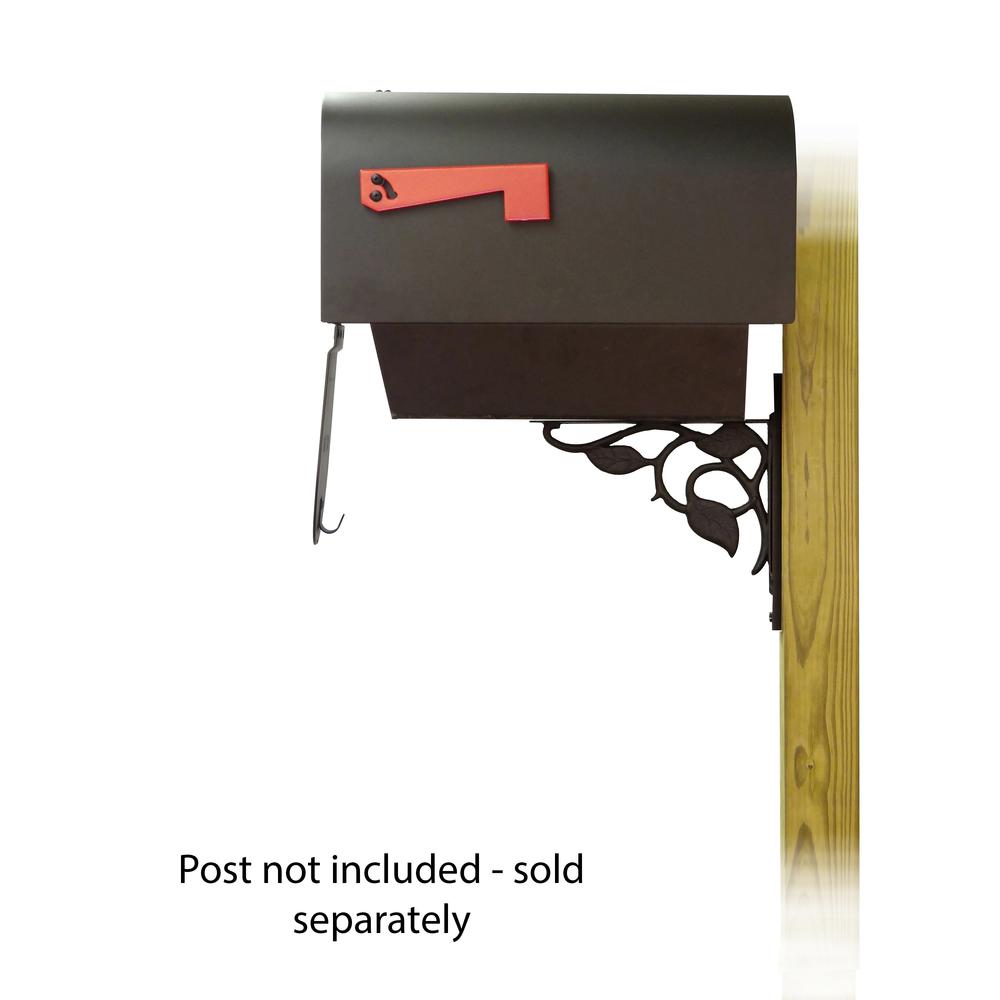 Titan Steel Curbside Mailbox with Newspaper tube and Floral front single mailbox mounting bracket. Picture 4