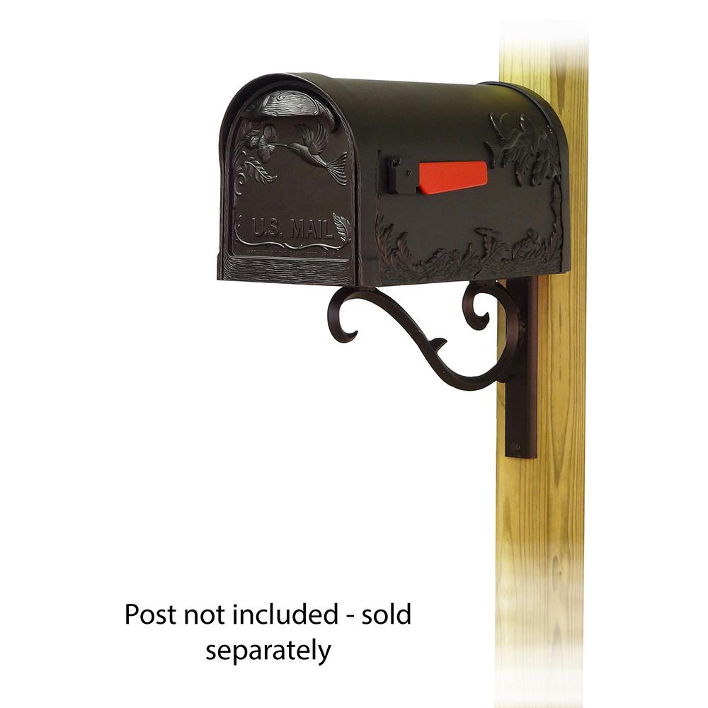 Hummingbird Curbside Mailbox with Sorrento front single mailbox mounting bracket. Picture 1