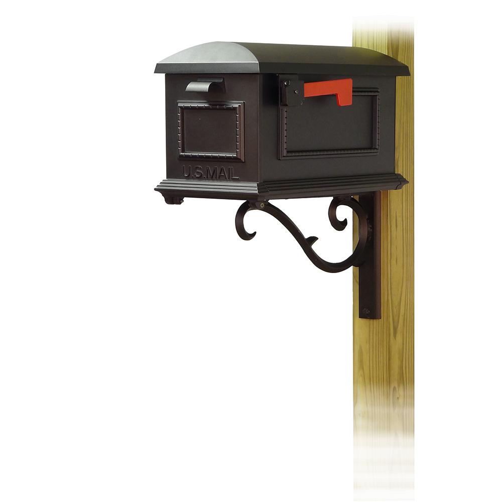 Traditional Curbside Mailbox with Sorrento front single mailbox mounting bracket. Picture 1