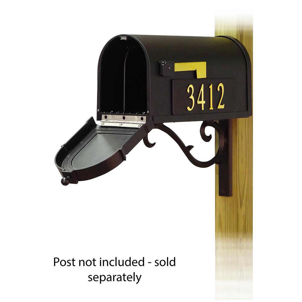 Berkshire Curbside Mailbox with Front and Side Address Numbers and Sorrento front single mailbox mounting bracket. Picture 2