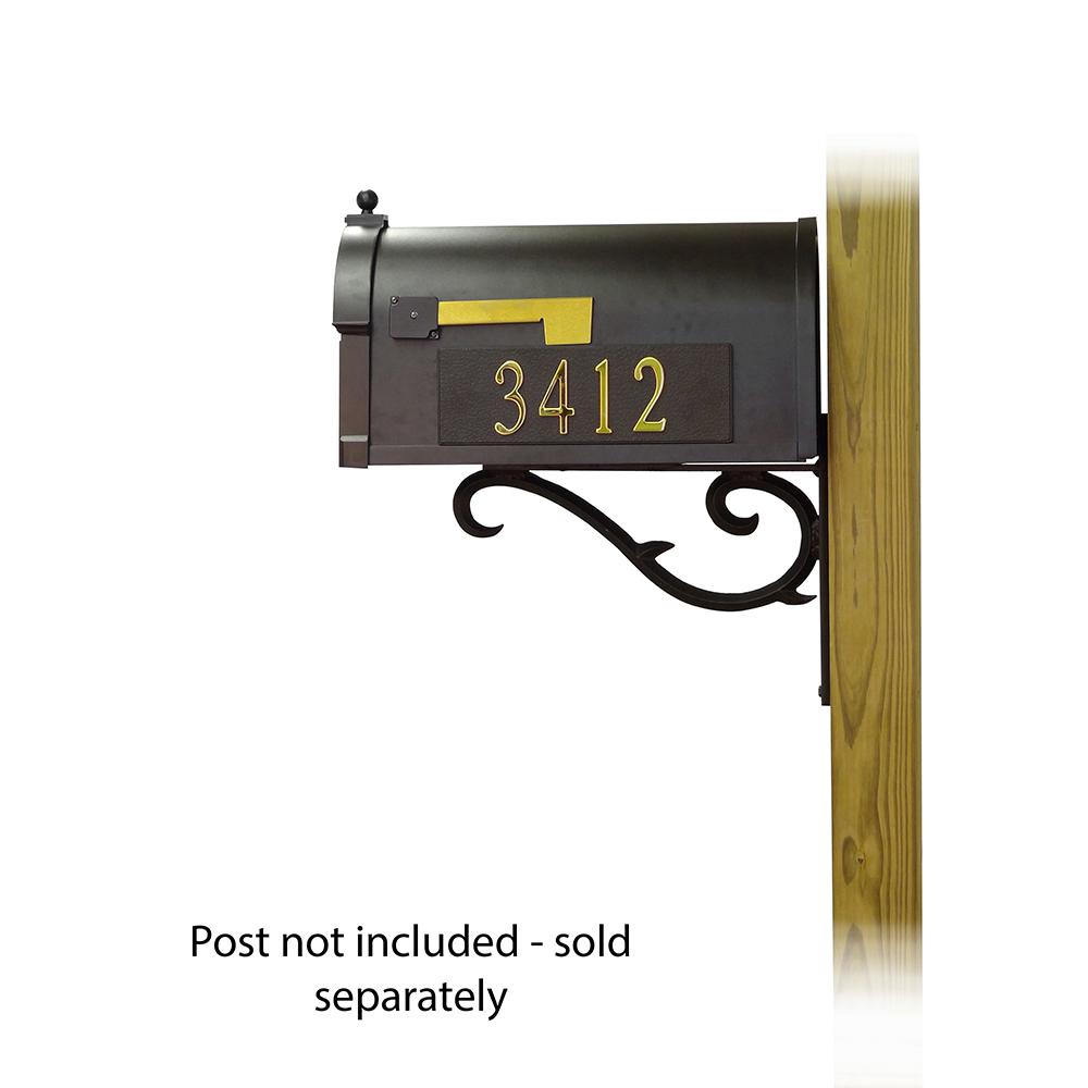 Berkshire Curbside Mailbox with Front and Side Address Numbers and Sorrento front single mailbox mounting bracket. Picture 3