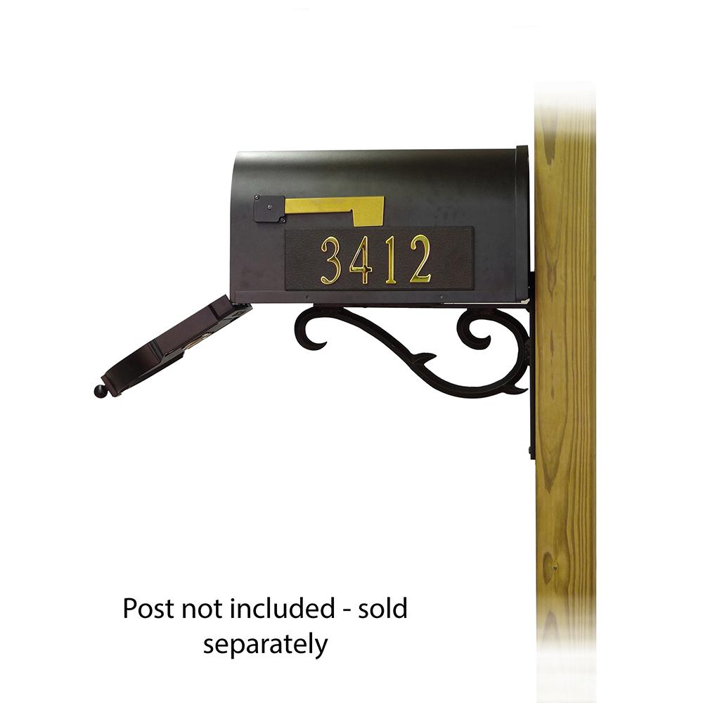 Berkshire Curbside Mailbox with Front and Side Address Numbers and Sorrento front single mailbox mounting bracket. Picture 4