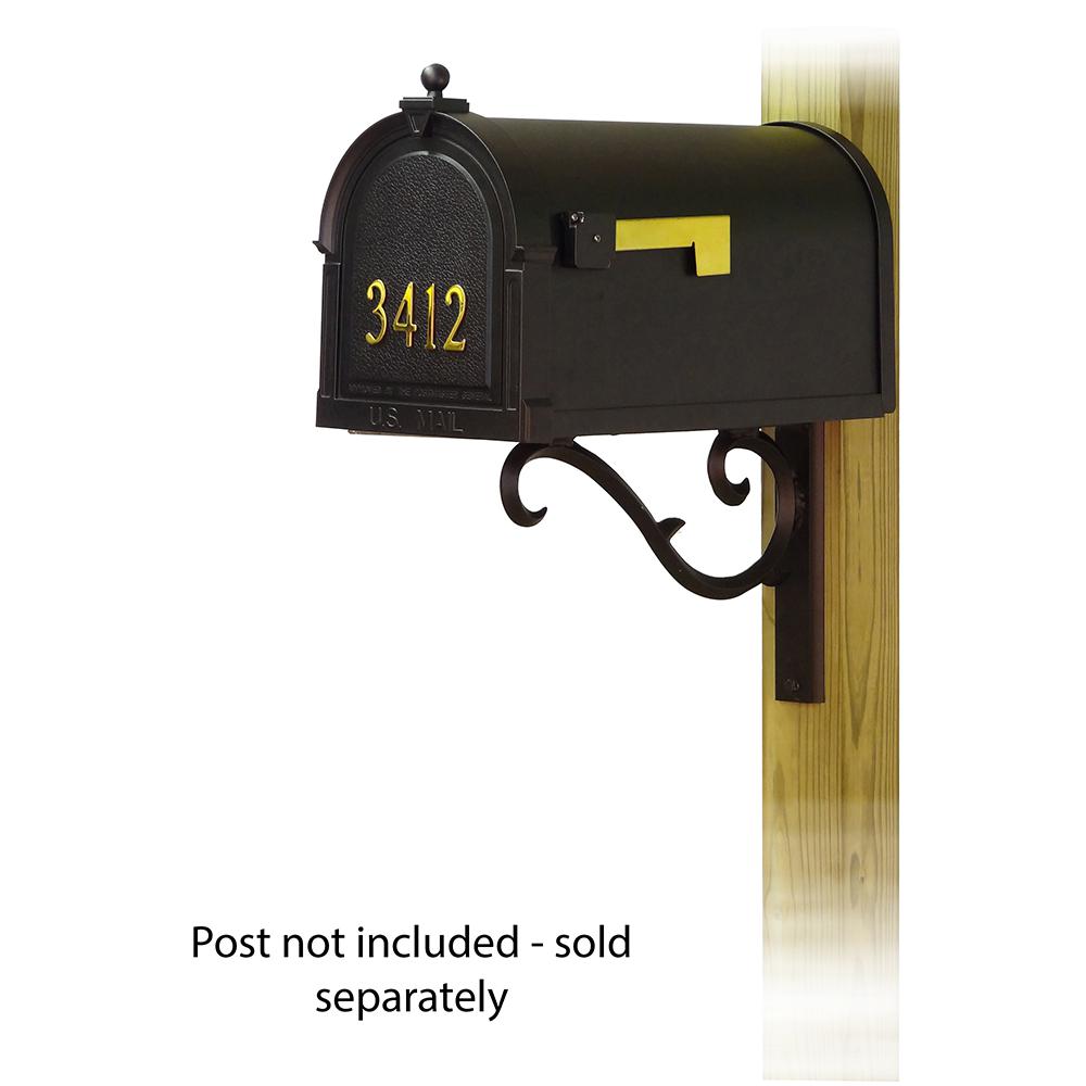 Berkshire Curbside Mailbox with  Front Address Numbers and Sorrento front single mailbox mounting bracket. Picture 1