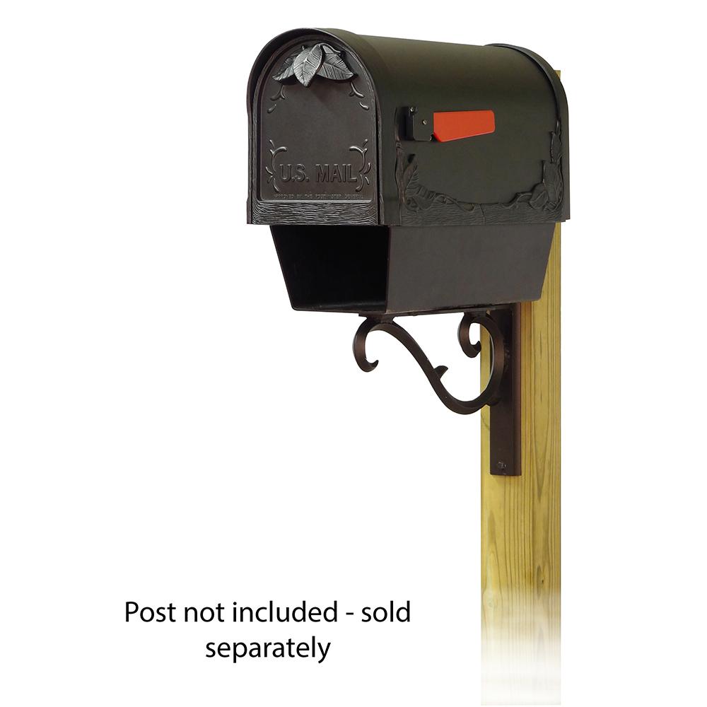 Floral Curbside Mailbox with Newspaper tube and Sorrento front single mailbox mounting bracket. Picture 1