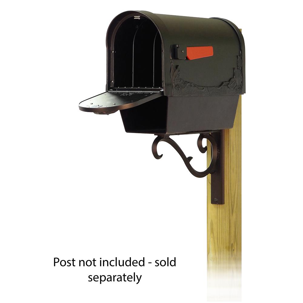 Floral Curbside Mailbox with Newspaper tube and Sorrento front single mailbox mounting bracket. Picture 2