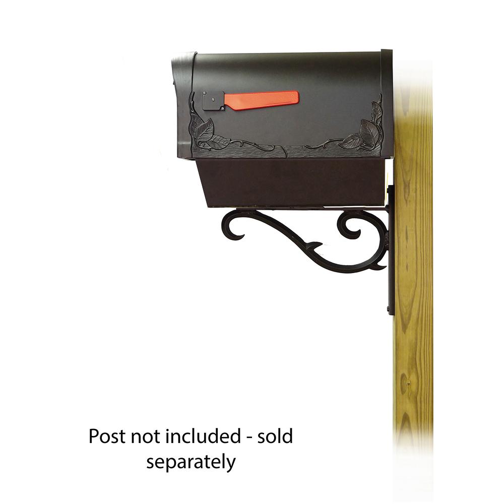Floral Curbside Mailbox with Newspaper tube and Sorrento front single mailbox mounting bracket. Picture 3