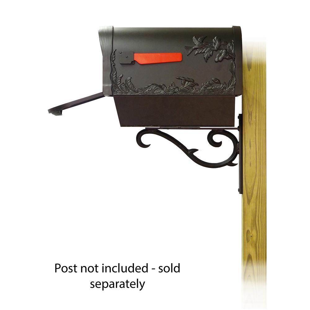 Hummingbird Curbside Mailbox with Newspaper tube and Sorrento front single mailbox mounting bracket. Picture 4