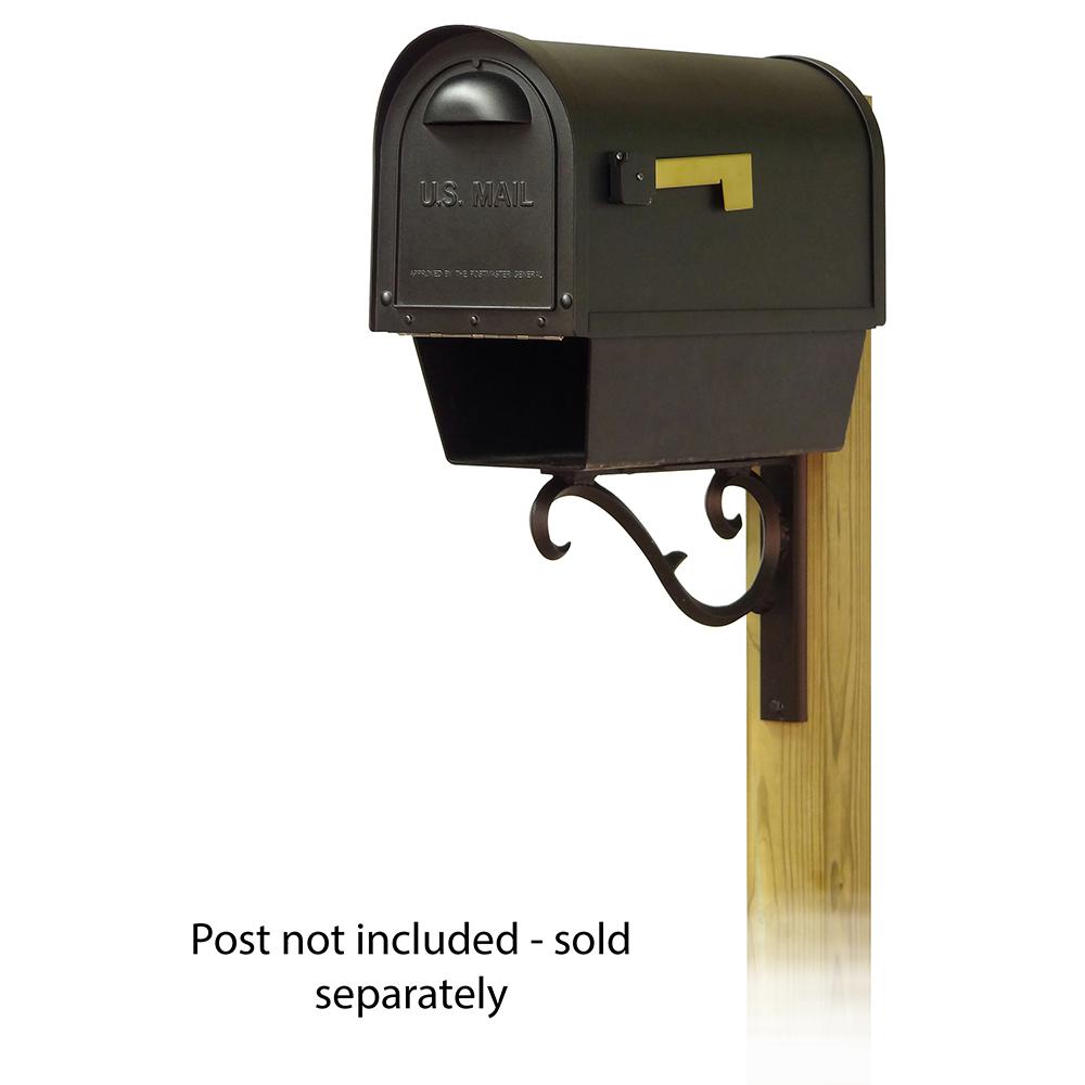 Classic Curbside Mailbox with Newspaper tube and Sorrento front single mailbox mounting bracket. Picture 1
