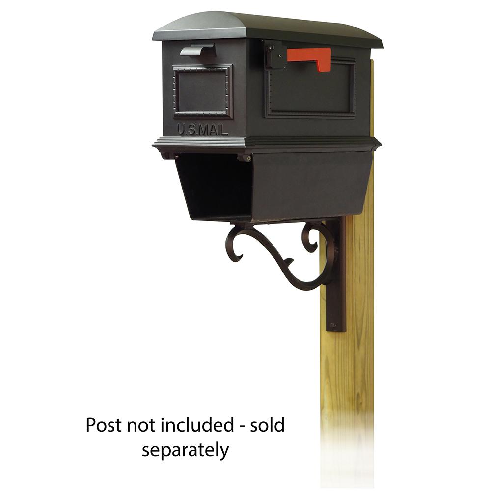 Traditional Curbside Mailbox with Newspaper tube and Sorrento front single mailbox mounting bracket. Picture 1
