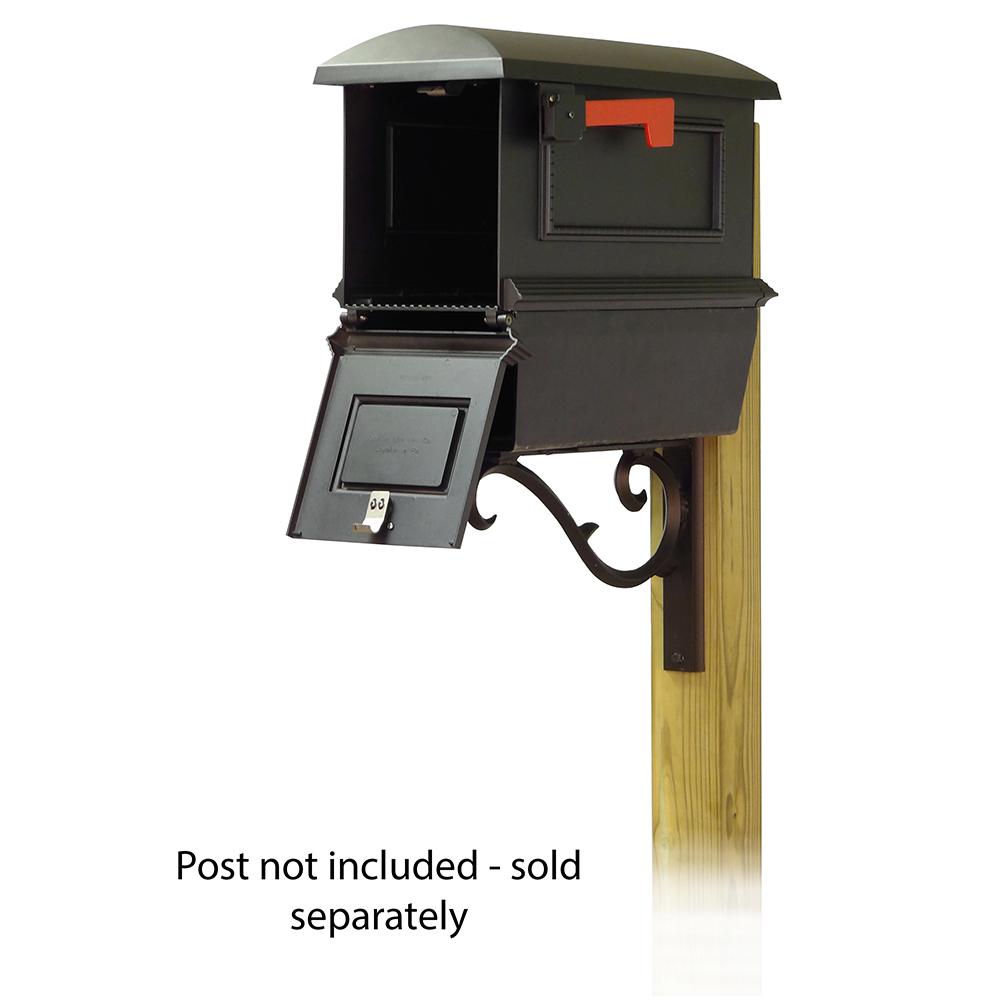 Traditional Curbside Mailbox with Newspaper tube and Sorrento front single mailbox mounting bracket. Picture 3