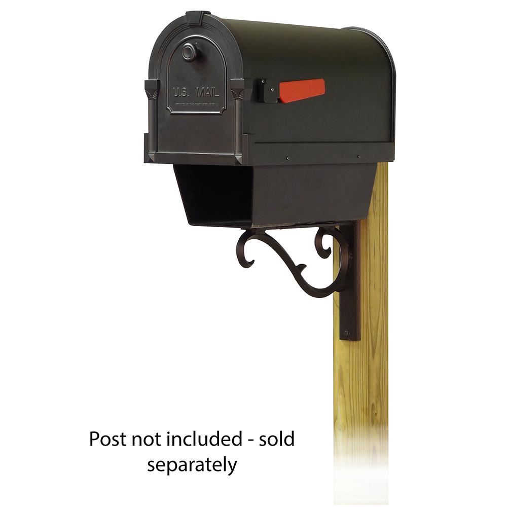 Savannah Curbside Mailbox with Newspaper tube and Sorrento front single mailbox mounting bracket. Picture 1