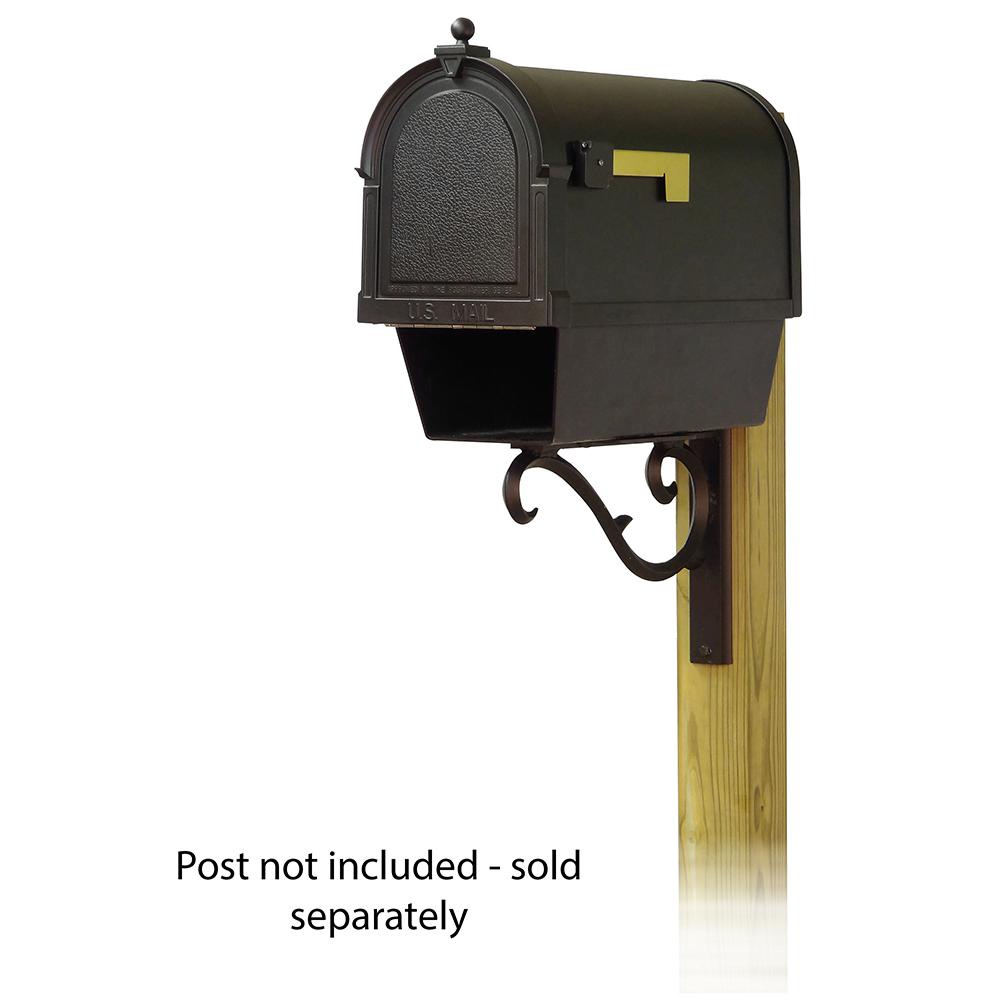Berkshire Curbside Mailbox with Newspaper tube and Sorrento front single mailbox mounting bracket. Picture 1