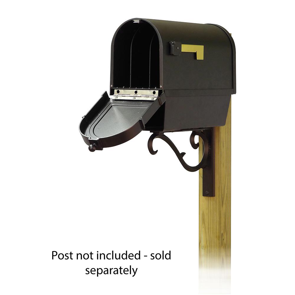 Berkshire Curbside Mailbox with Newspaper tube and Sorrento front single mailbox mounting bracket. Picture 2