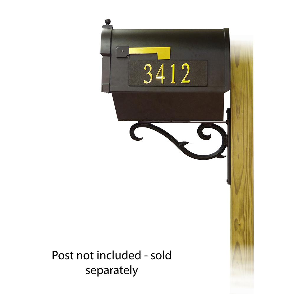 Berkshire Curbside Mailbox with Front and Side Address Numbers, Newspaper tube and Sorrento front single mailbox mounting bracket. Picture 3