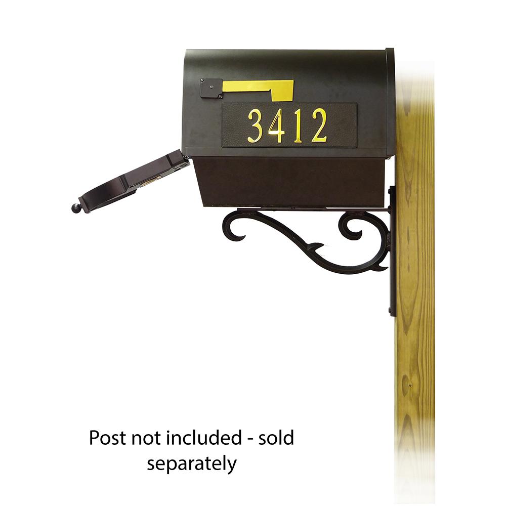 Berkshire Curbside Mailbox with Front and Side Address Numbers, Newspaper tube and Sorrento front single mailbox mounting bracket. Picture 4