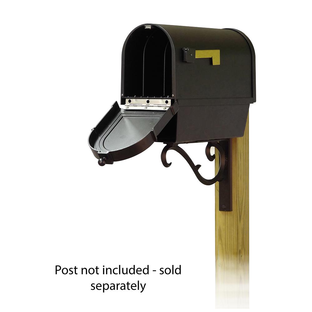 Berkshire Curbside Mailbox with Front Address Numbers, Newspaper tube and Sorrento front single mailbox mounting bracket. Picture 2