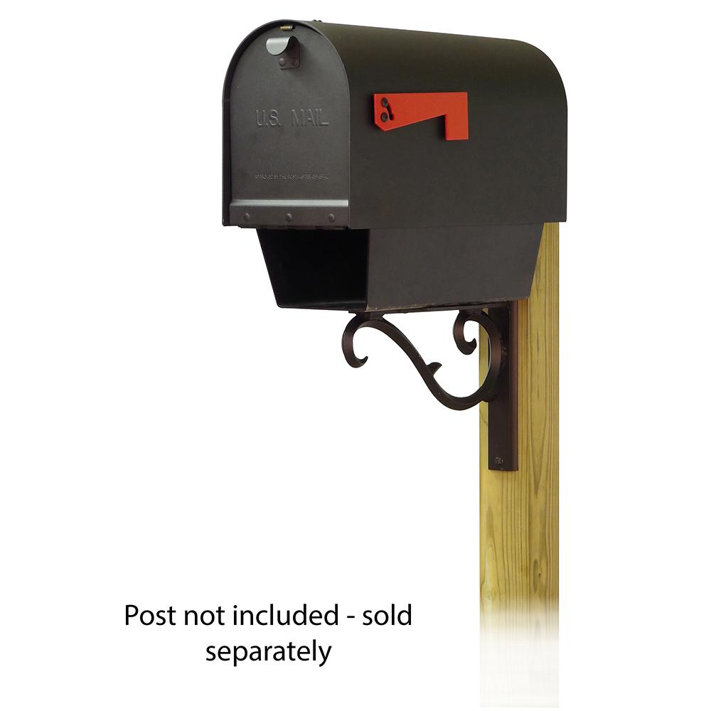 Titan Aluminum Curbside Mailbox with Newspaper tube and Sorrento front single mailbox mounting bracket. Picture 1