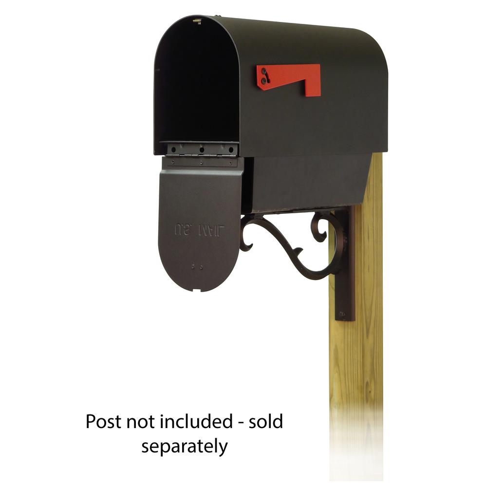Titan Aluminum Curbside Mailbox with Newspaper tube and Sorrento front single mailbox mounting bracket. Picture 2