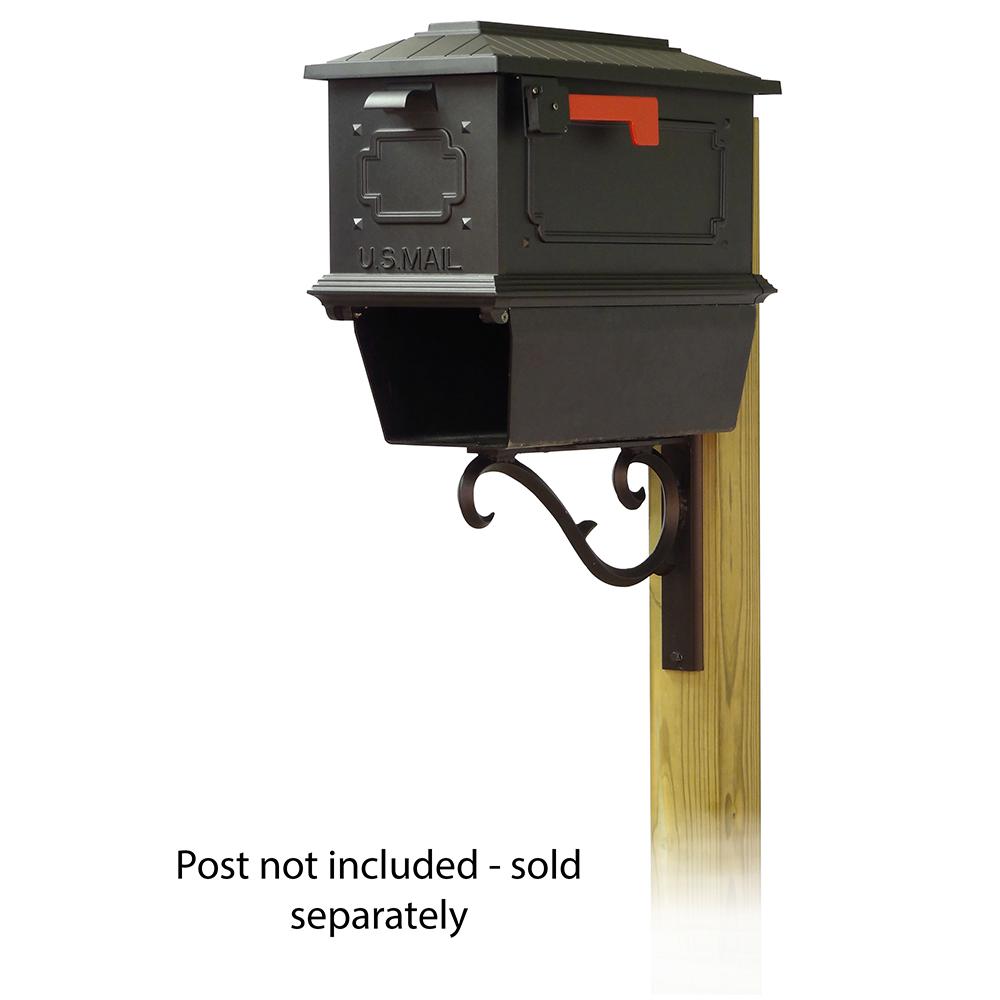 Kingston Curbside Mailbox with Newspaper tube and Sorrento front single mailbox mounting bracket. Picture 1